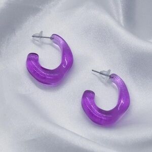Purple Acrylic Hoop Earrings